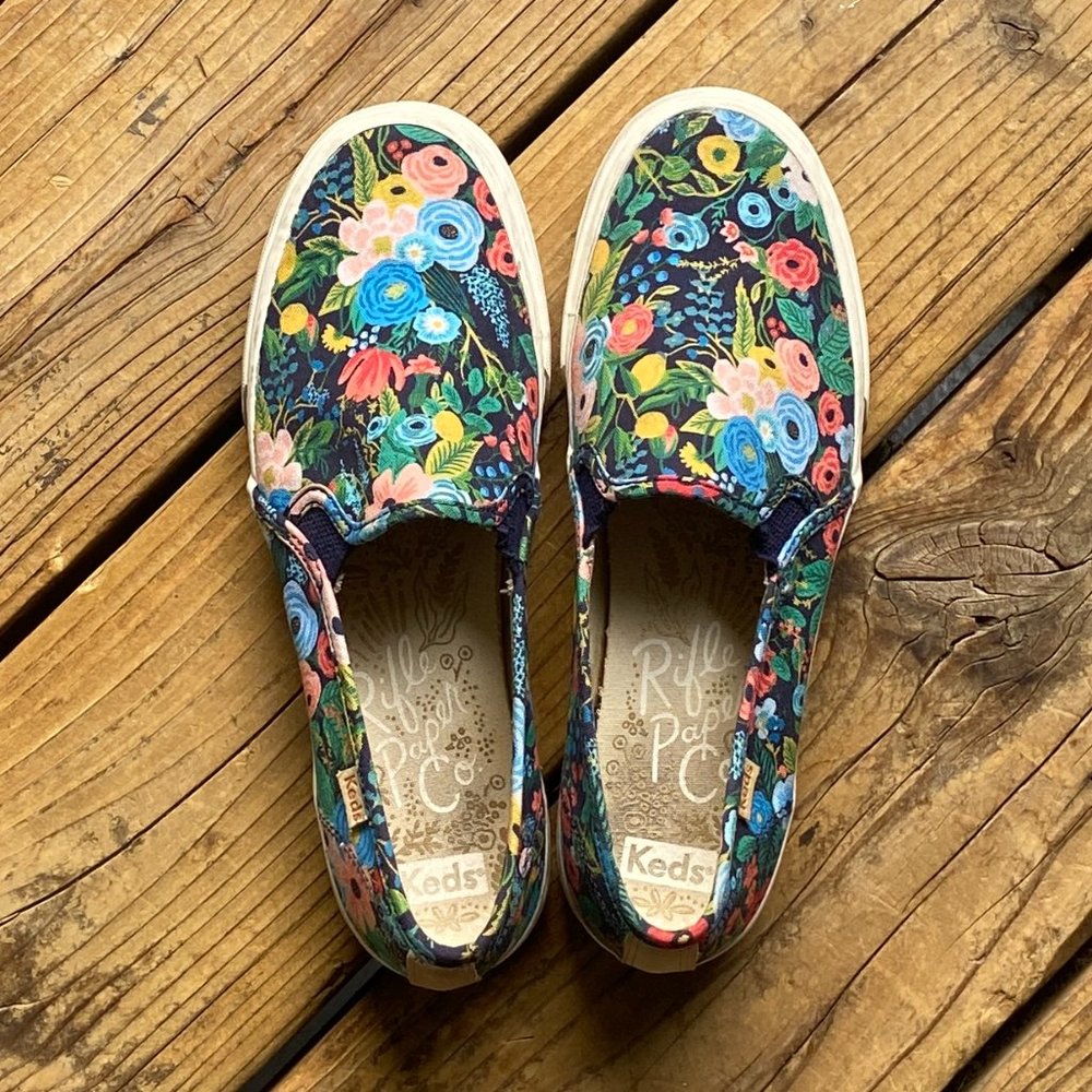 Keds x Rifle Paper Co Women Sz 7 Party Garden Slip On Sneakers Floral